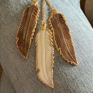 Estrella & Luna Gold and Brown Feather Necklaces